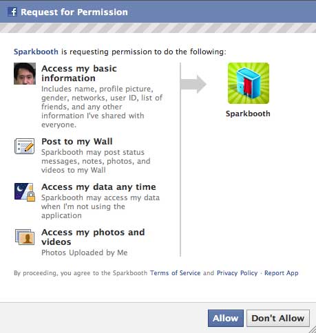 Facebook request for permissions