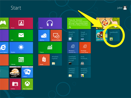 Starting Sparkbooth from Windows 8
