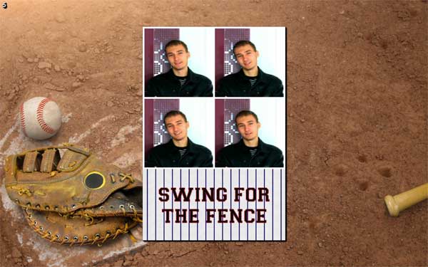 Baseball photo booth theme and layouts