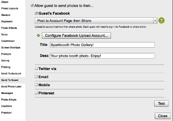Facebook post to account share settings screenshot