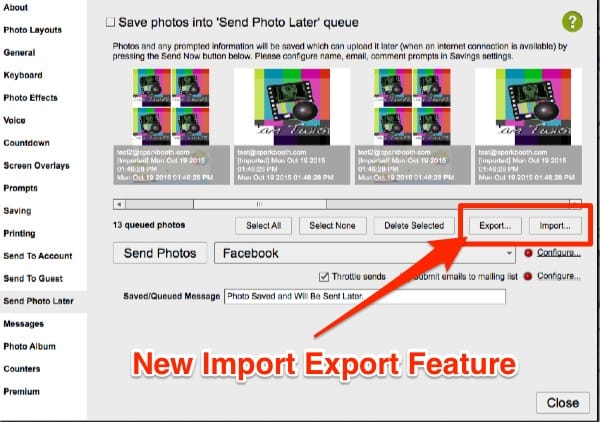 Send Photo Later Import Export screenshot