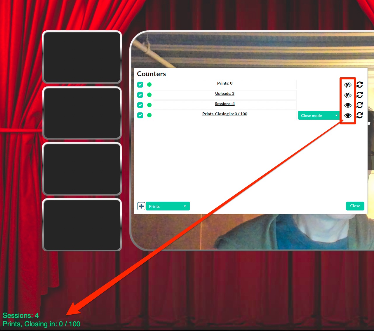 Counter screen overlay demo